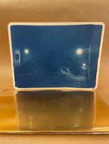 Cartolina cianotipo "Ponte di notte"